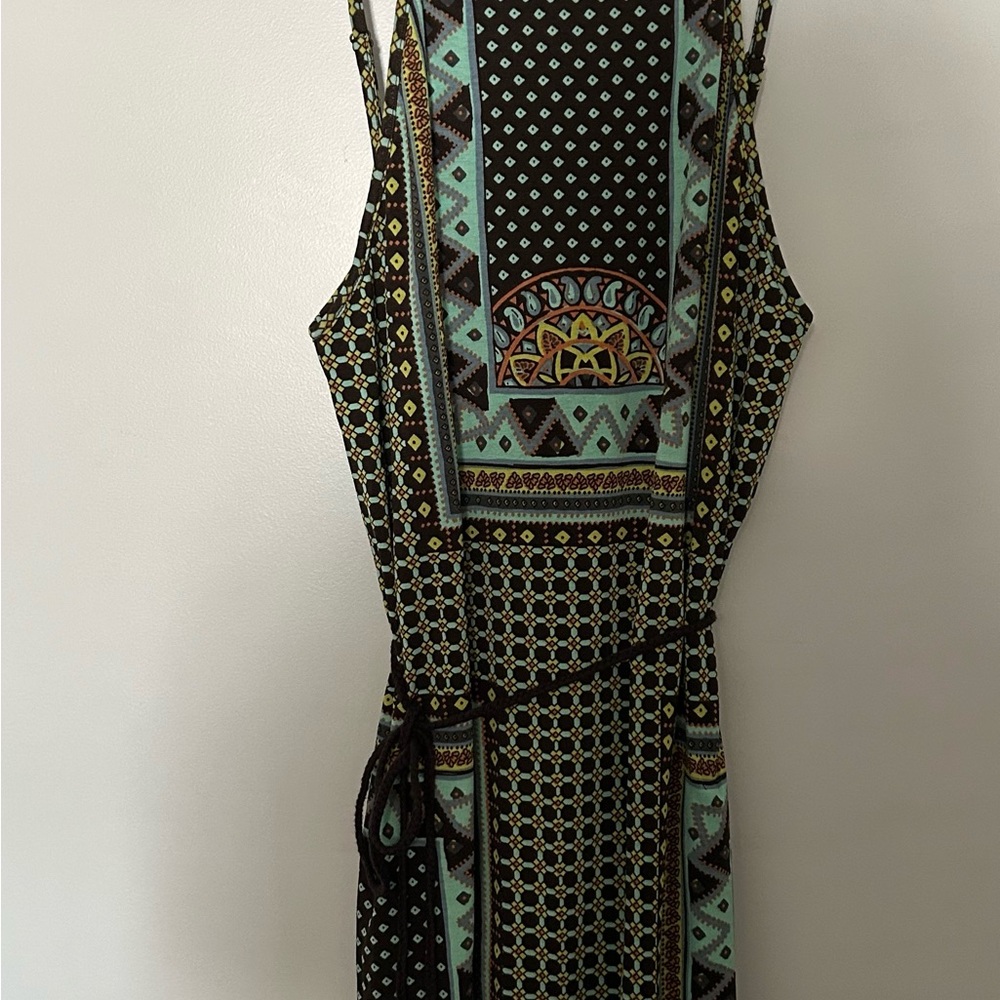 Tigerlily Geometric Print romper- Brown and Green